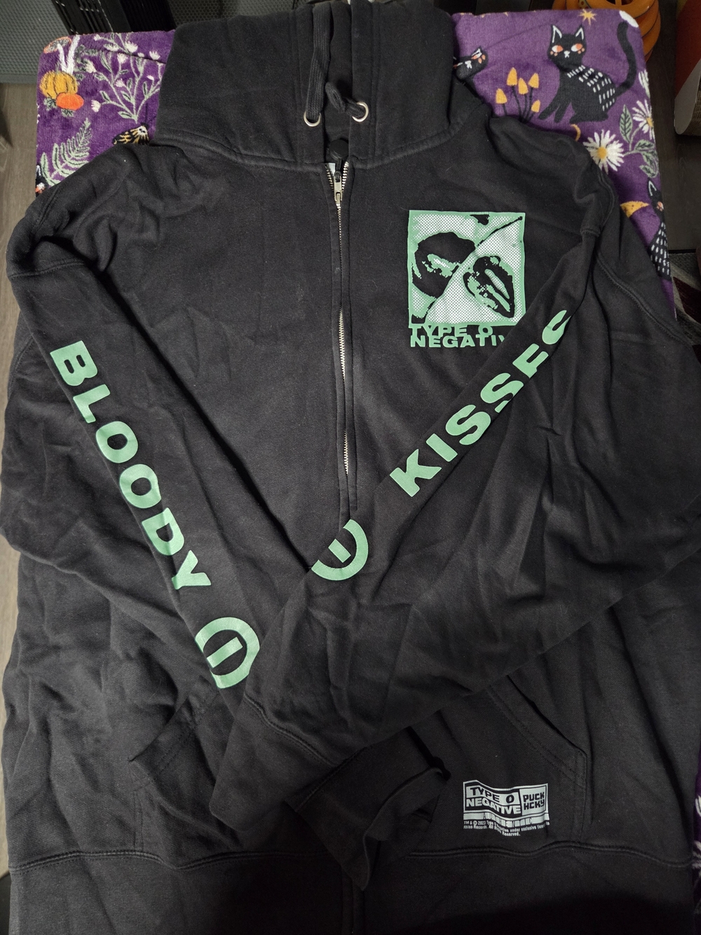 Type O Negative 'Bloody Kisses' Black Zip PUCKHCKY Hoodie 3XL